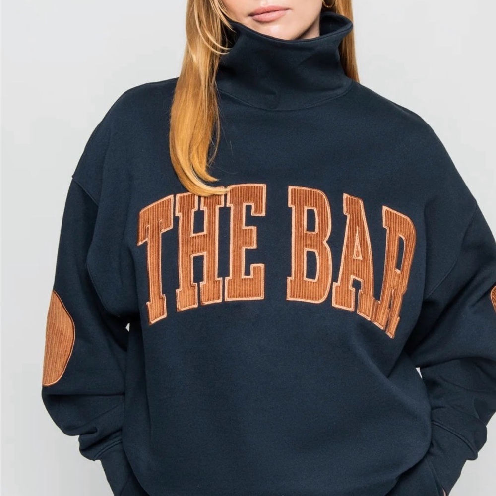 THE BAR CHARLES HIGHEST NECK CORDUROY SWEATSHIRT NAVY / EMBER - Picture 2 of 6